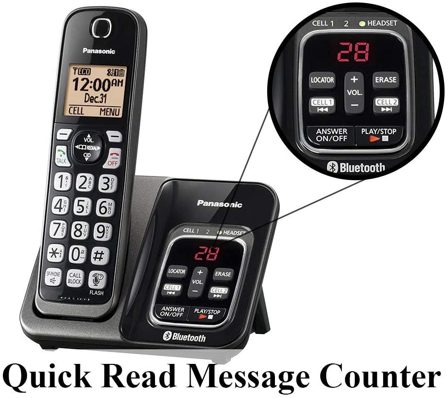 Panasonic KX-TG833SK Bluetooth Link2Cell Cordless Phone with Voice Assist and Answering Machine = 3 Handsets Panasonic KX-TG833SK Bluetooth Link2Cell Cordless Phone with Voice Assist and Answering Machine = 3 Handsets